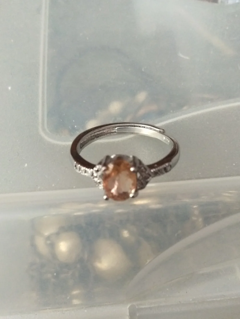 Peach Tourmaline Silver Ring